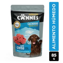 Alimento Húmedo Perro Cachorro Cannes Trocitos Jugosos Carne 85 g
