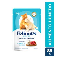 Trocitos en Salsa Gatito Felinnes Carne y Leche 85 g