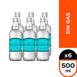 Pack 6 un. Agua Purificada Benedictino Sin Gas 500 cc