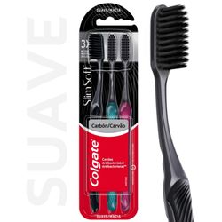Pack 3 un. Cepillo de Dientes Colgate SlimSoft Black