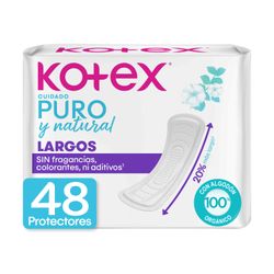 Protectores Kotex Puro y Natural Largos 48 un.