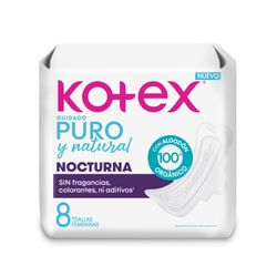 Toallas Higiénicas Kotex Puro y Natural Nocturna 8 un.