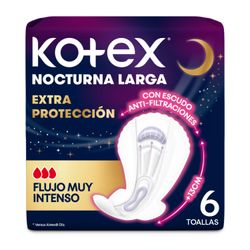 Toallas Higiénicas Kotex Extra Protección Nocturna Largas 6 un.