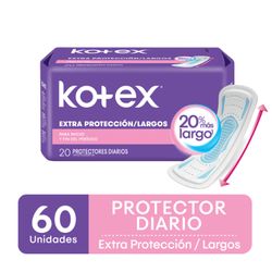 Protectores Diarios Kotex Largos Extra Protección 60 un.
