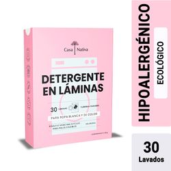 Detergente en Láminas Casa Nativa Sin Aroma 30 un.