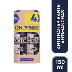 Pack 4 un. Antitranspirante Spray Nivea Men Invisible Black & White 150 ml