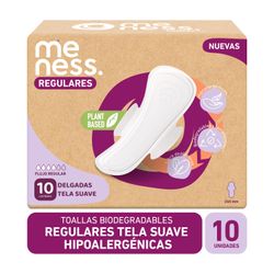 Toallas Higiénicas Meness Biodegradables Tela Suave 10 un.