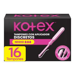 Tampones Kotex Flujo Medio con Aplicador 16 un.