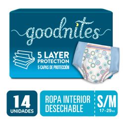 Ropa Interior Desechable Goodnites Unisex Talla M 14 un.