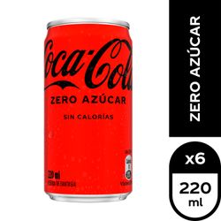 Pack 6 un. Bebida Coca-Cola Zero Mini Lata 220 cc
