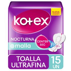 Toallas Higiénicas Kotex Ultrafinas Nocturna con Alas 15 un.