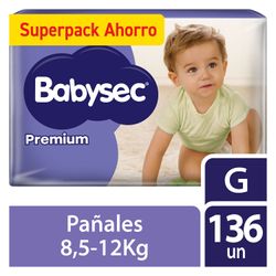 Pañales Babysec Premium Talla G 136 un.