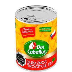 Duraznos en Trocitos Dos Caballos 480 g drenado, 820 g neto