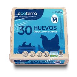 Huevos Ecoterra Gallinas Libres Grandes 30 un.