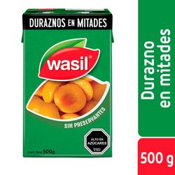 Duraznos Mitades Wasil 220 g drenado, 500 g neto