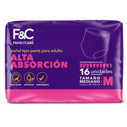 Pañales Adultos Pants Family Care Talla M 16 un.