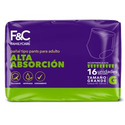 Pañales Adultos Pants Family Care Talla G 16 un.