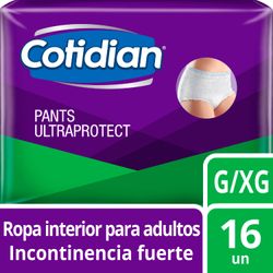 Pañales Adulto Pants Cotidian Ultra Protect Incontinencia Fuerte Talla G-XG 16 un.