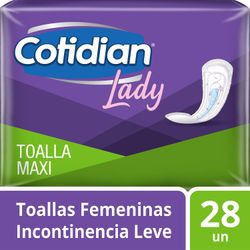 Toallas Higiénicas Cotidian Lady Maxi Inconteniencia Leve 28 un.