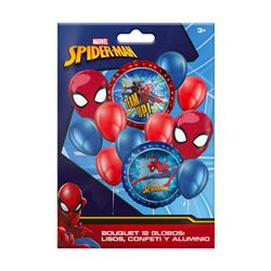 Bouquet 12 Globo Lisos con Confeti Foil Spiderman