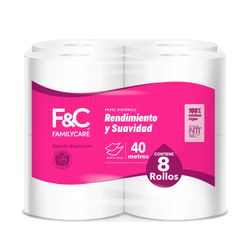 Papel Higiénico Family Care Doble Hoja 40 m 8 un.