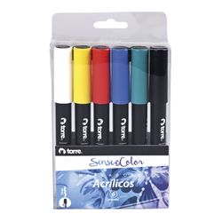 Set Marcador Acrílico 5 mm 6 Colores Soc Torre