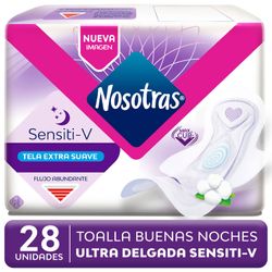 Toallas Higiénicas Nosotras Buenas Noches Ultra Delgadas Sensiti-V 28 un.