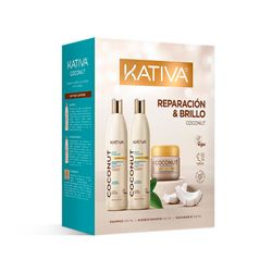 Pack Kativa: Shampoo + Acondicionador + Crema de Tratamiento Coco