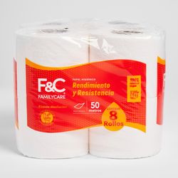 Papel Higiénico Family Care Una Hoja 50 m 8 un.