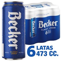 Pack 6 un. Cerveza Becker Lager 4.5° 473 cc
