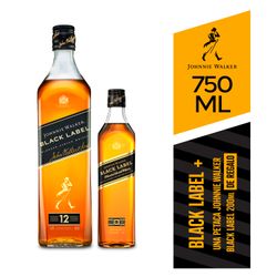 Pack Whisky Johnnie Walker Black Label 40° 750 cc + Whisky Black 40° 200 cc