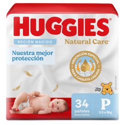 Pañales Huggies Natural Care Talla P 34 un.