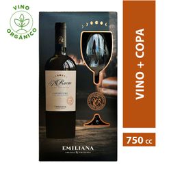 Pack Vino Orgánico 57 Rocas Carmenere 14.2° 750 cc + Copa