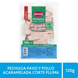 Pechuga de Pavo y Pollo Sopraval Acaramelada Corte Pluma 120 g