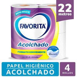 Papel Higiénico Favorita Acolchado Doble Hoja 22 m 4 un.
