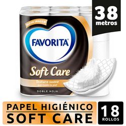 Papel Higiénico Favorita Soft Care Doble Hoja 38 m 18 un.