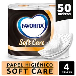 Papel Higiénico Favorita Soft Care Doble Hoja 50 m 4 un.