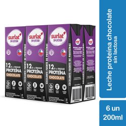 Pack 6 un. Leche Surlat Proteína Descremada Sin Lactosa Sabor Chocolate 200 ml