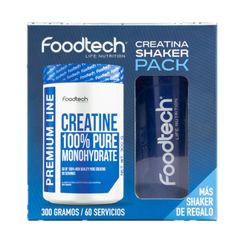 Pack Creatina Foodtech 300 g + Shaker Blue White