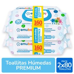 Toallas Húmedas Emubaby 2 Paquetes de 80 un.