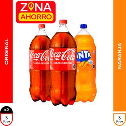 Pack 3 un. Bebidas Coca-Cola + Fanta 3 L