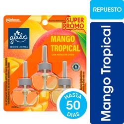 Aromatizante Glade Aceites Naturales Mango Tropical Repuesto 21 ml