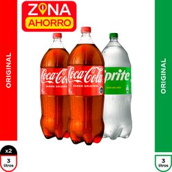 Pack 3 un. Bebidas Coca-Cola + Sprite 3 L