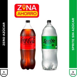 Pack Bebida Coca-Cola Zero 3 L + Sprite Zero 3 L