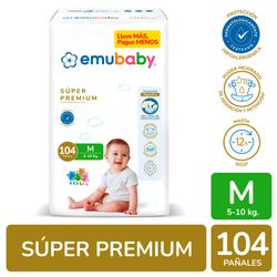 Pañales Emubaby Súper Premium Talla M 104 un.