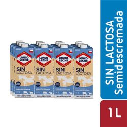 Pack 12 un. Leche Loncoleche Semidescremada Sin Lactosa 1 L