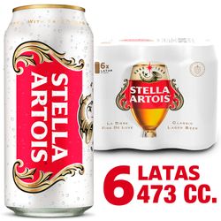 Pack 6 un. Cerveza Stella Artois Lager 4.8° 473 cc