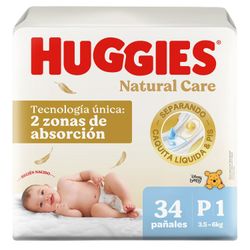 Pañales Huggies Natural Care Talla P 34 un.