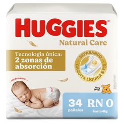 Pañales Huggies Natural Care Talla RN 34 un.