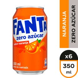 Pack 6 un. Bebida Fanta Naranja Sin Azúcar 350 ml